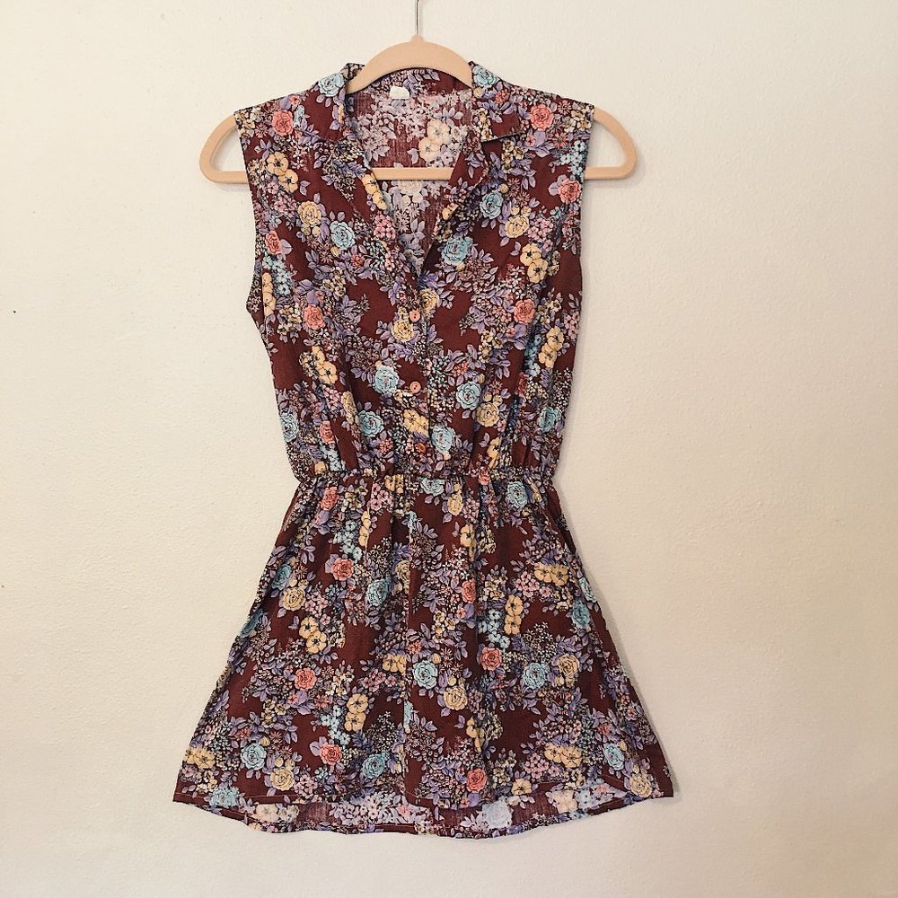 Vintage Plum and floral tunic Small